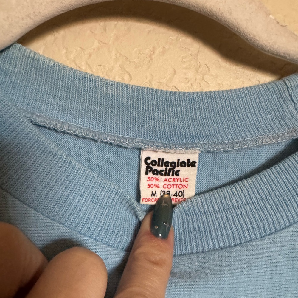 70s UCLA 3/4 Sleeve Cotton Jersey T-Shirt Artex Sz M Single Stitch Blue - Picture 5 of 8